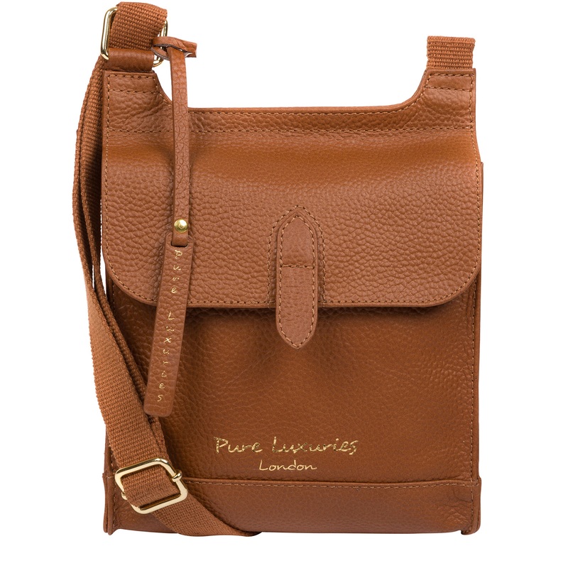 'Lea' Tan Leather Cross Body Bag