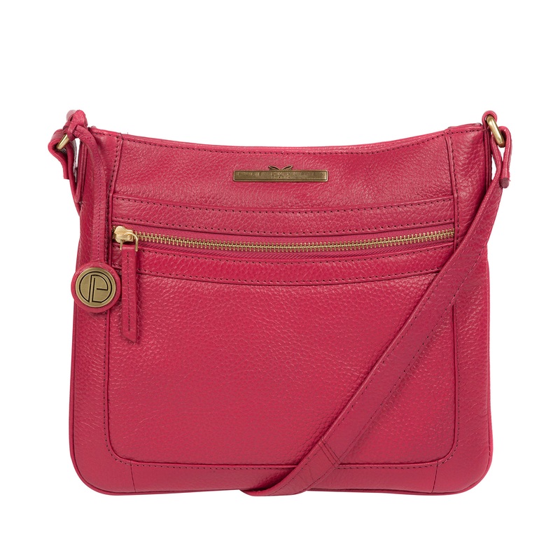 'Lily' Berry Leather Cross Body Bag