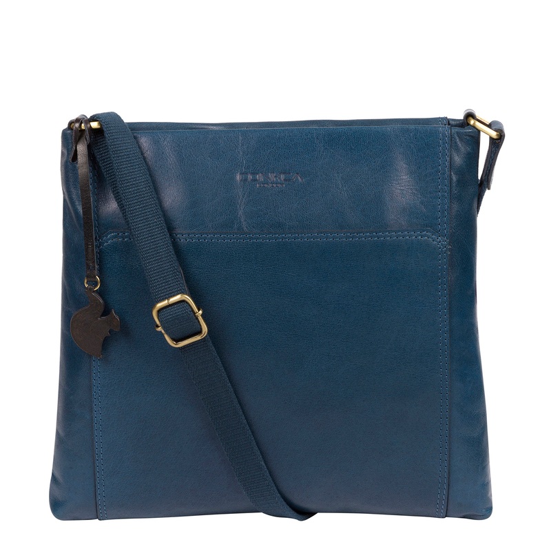 'Lina' Snorkel Blue Leather Cross Body Bag