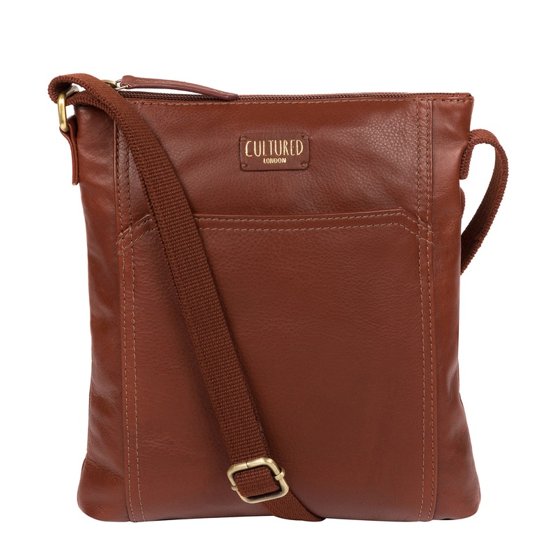 'Lucie' Cognac Leather Cross Body Bags