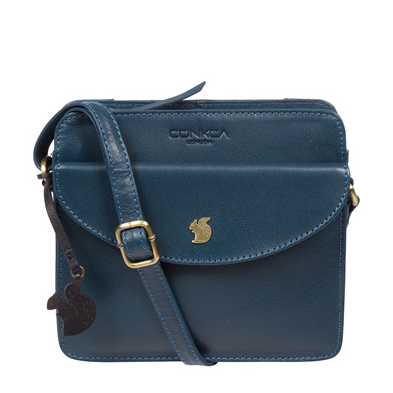 'Magda' Snorkel Blue Leather Cross Body Bag