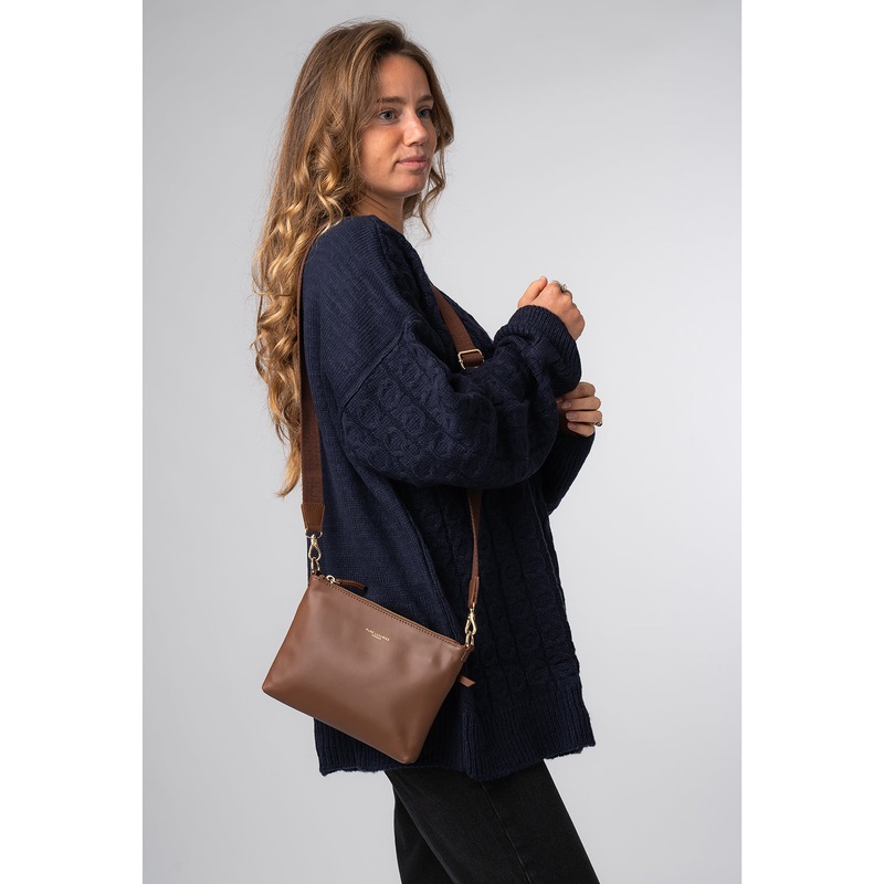 'Maria' Chestnut Leather Cross Body Bag