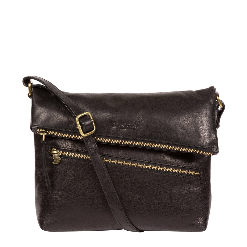 'Marina' Black Leather Shoulder Bag