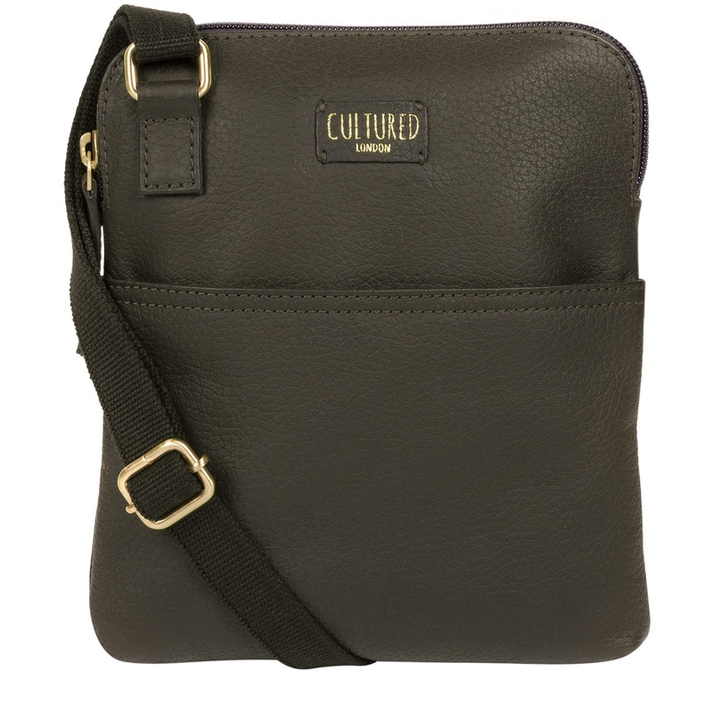 'Marqaux' Olive Leather Small Cross Body Bag