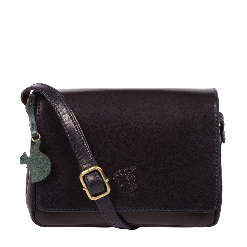 'Marta' Navy Leather Cross Body Bag