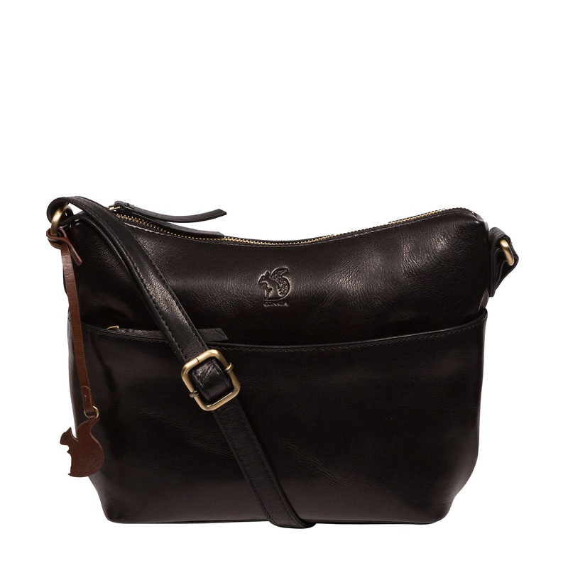 'Merrill' Black Leather Cross Body Bag