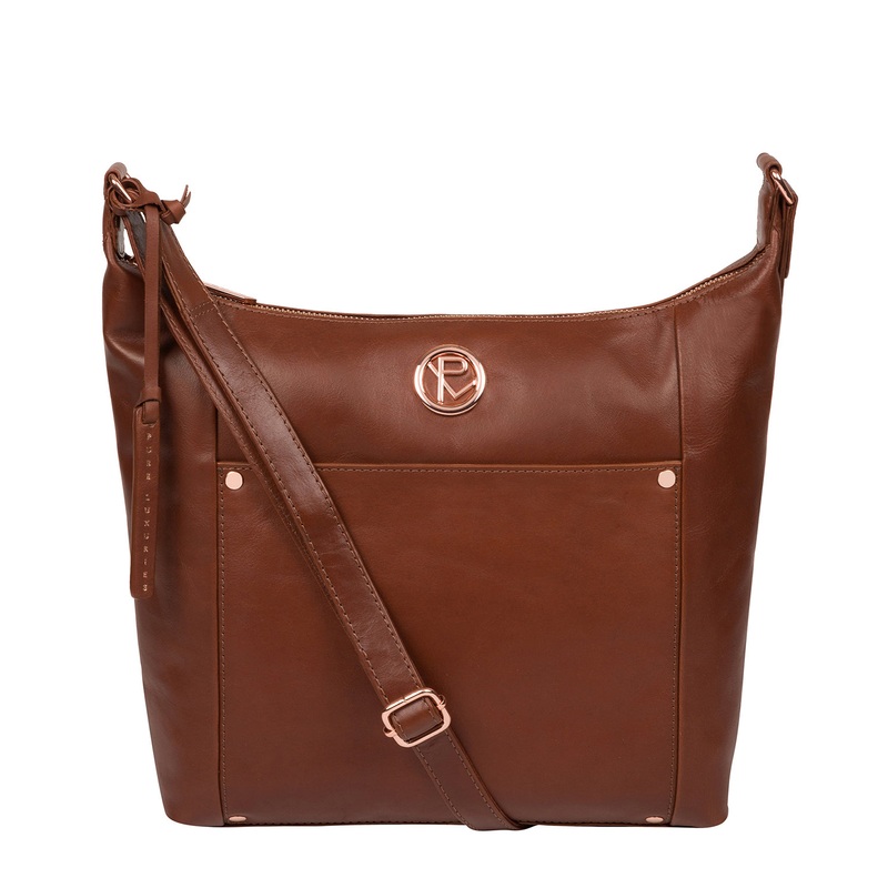 'Miro' Cognac Leather Shoulder Bag