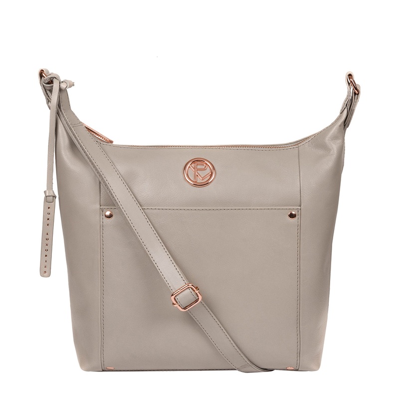 'Miro' Grey Leather Shoulder Bag