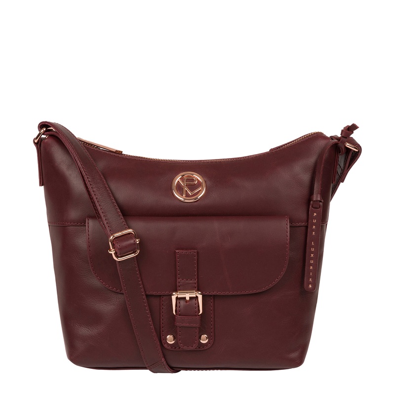 'Monamy' Burgundy Leather Shoulder Bag