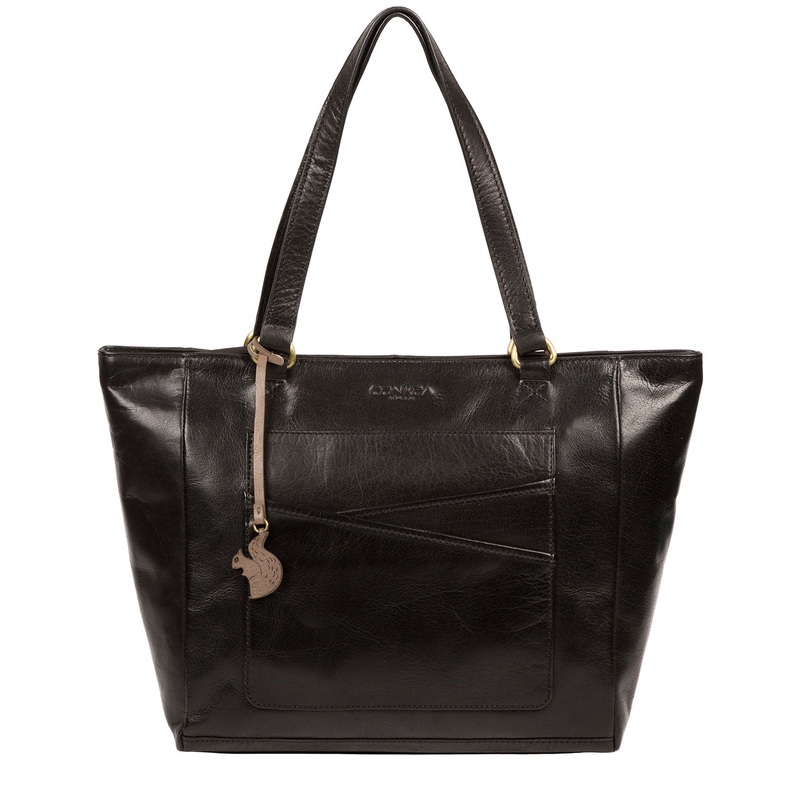 'Monique' Black Leather Tote Bag