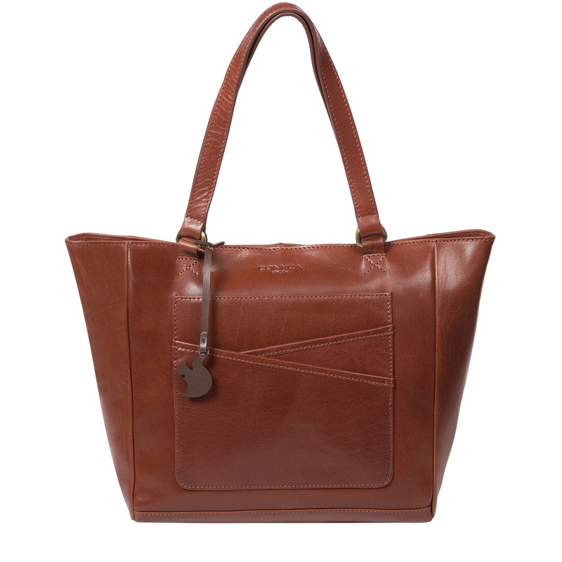 'Monique' Conker Brown Leather Tote Bag