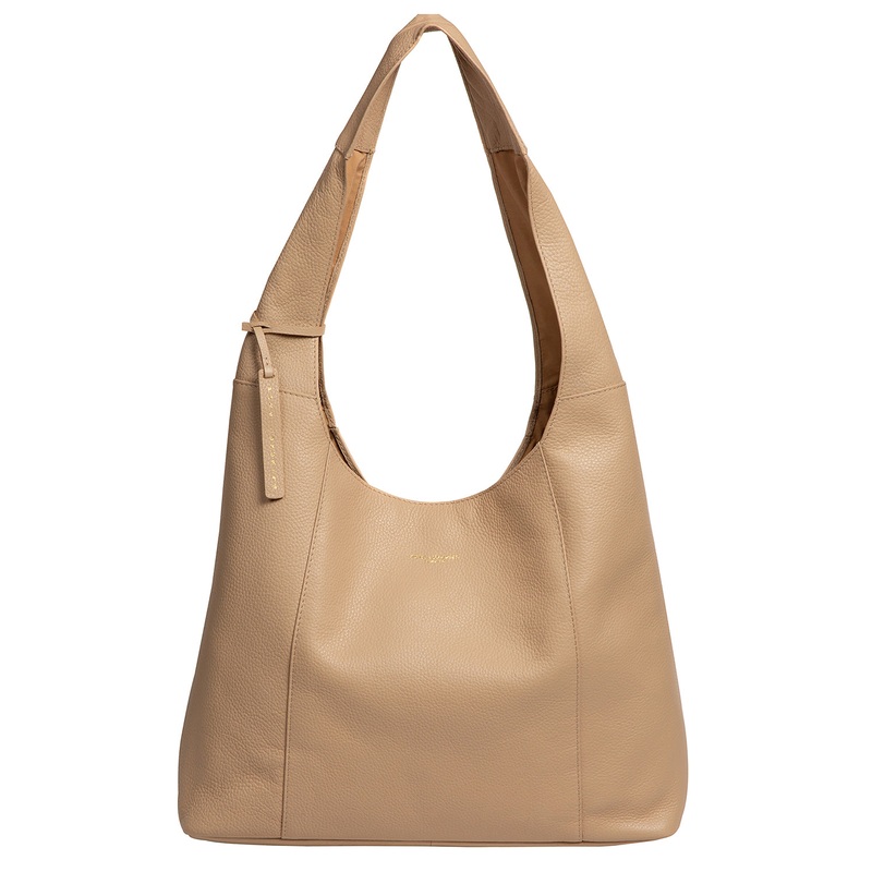 'Nina' Latte Leather Shoulder Bag