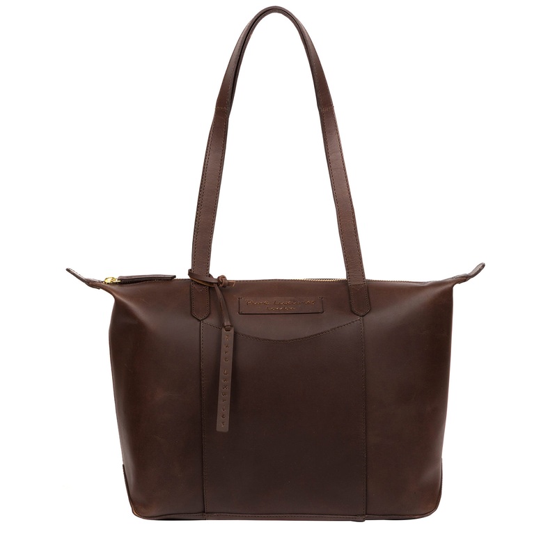 'Oval' Chocolate Leather Tote Bag