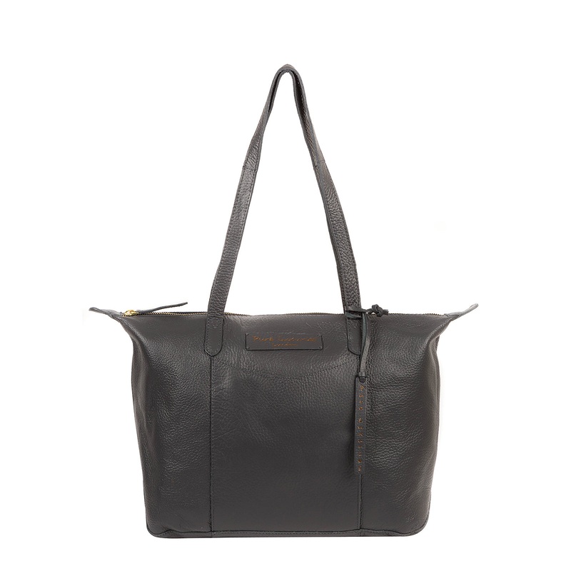'Oval' Slate Leather Tote Bag
