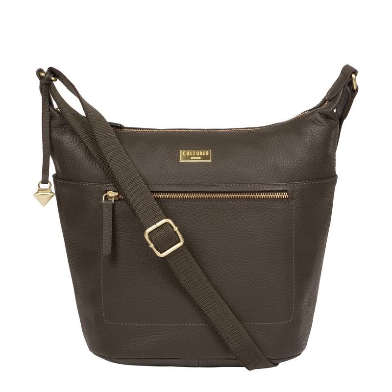 'Paula' Olive Leather Cross Body Bag