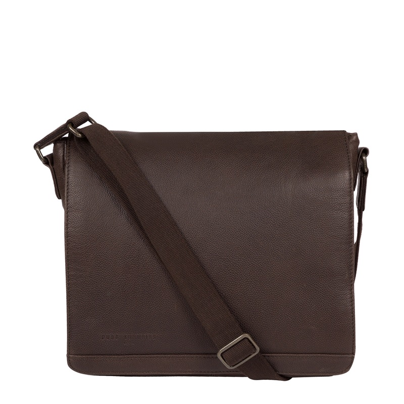 'Peak' Cocoa Leather Messenger Bag