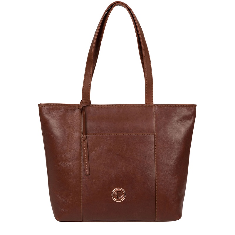 'Pimm' Cognac Leather Tote Bag