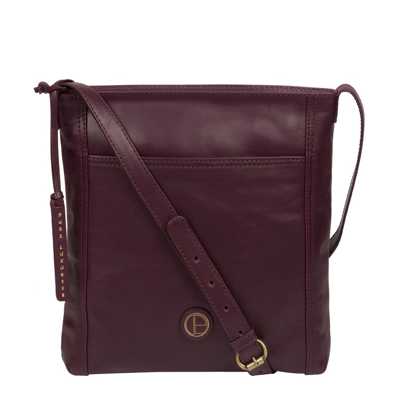 'Plumpton' Blackberry Leather Cross Body Bag