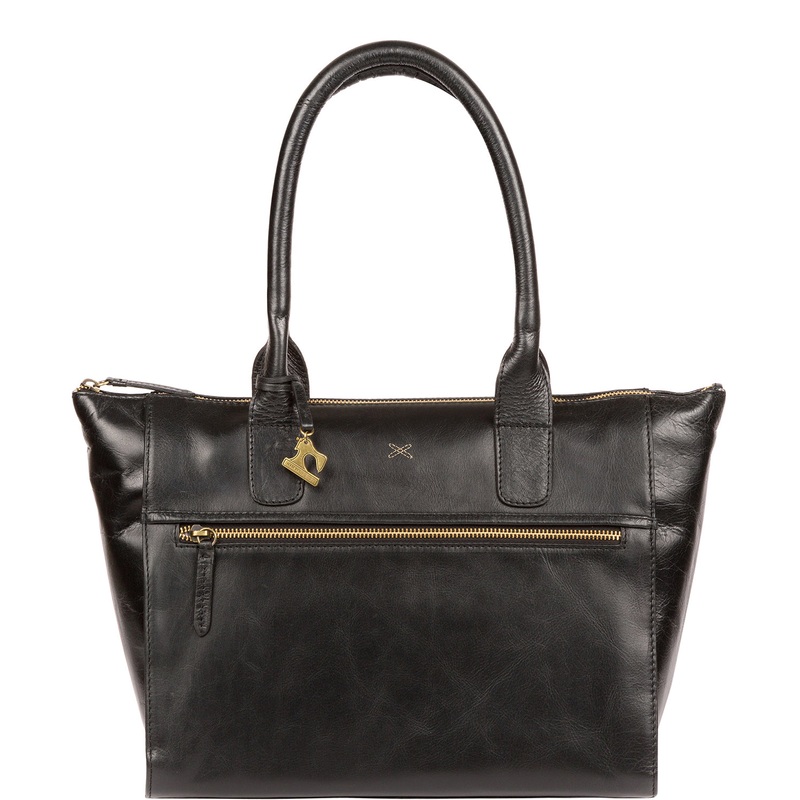 'Quinn' Ebony Leather Tote Bag