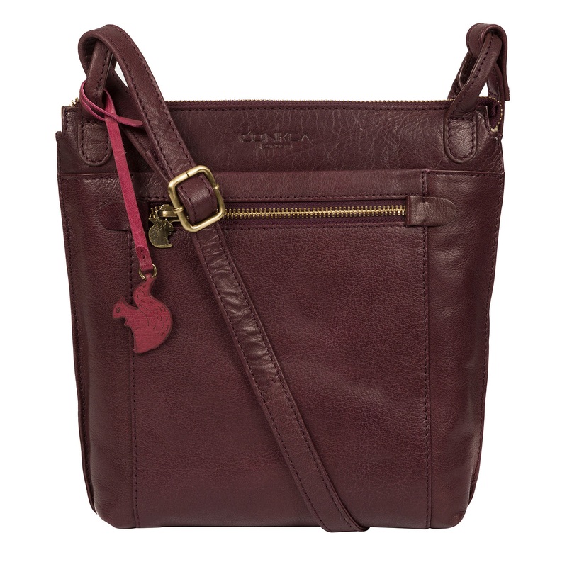 'Rego' Plum Leather Cross Body Bag