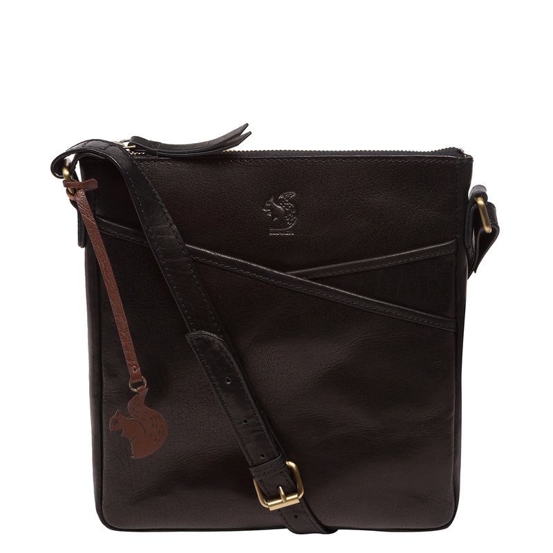'Rose' Black Leather Cross Body Bag