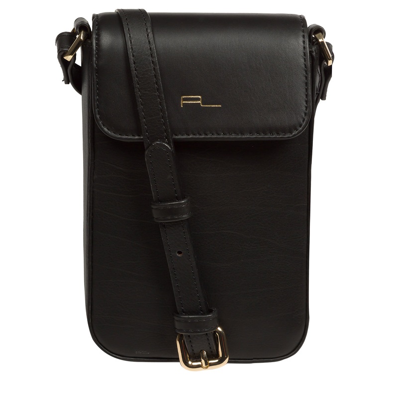 'Selena' Black Nappa Leather Cross Body Phone Bag