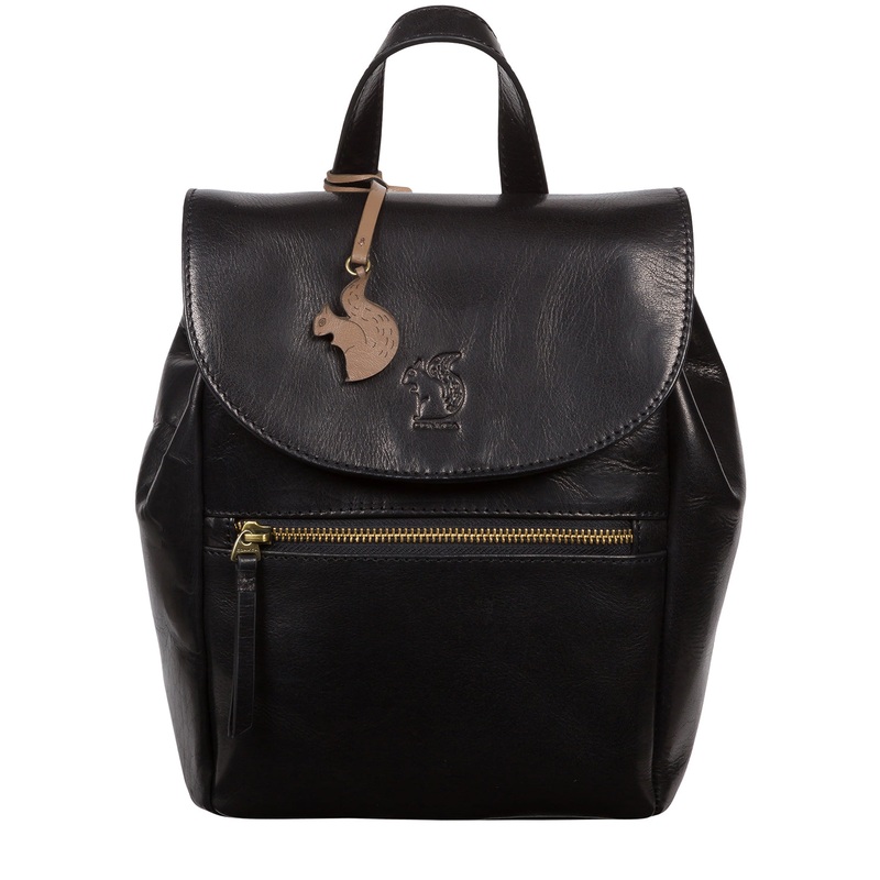 'Simone' Black Leather Backpack