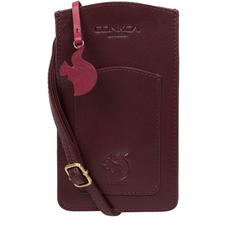'Siren' Plum Leather Cross Body Phone Bag