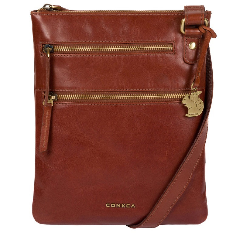 'Spriza' Cognac Handcrafted Leather Cross-Body Bag