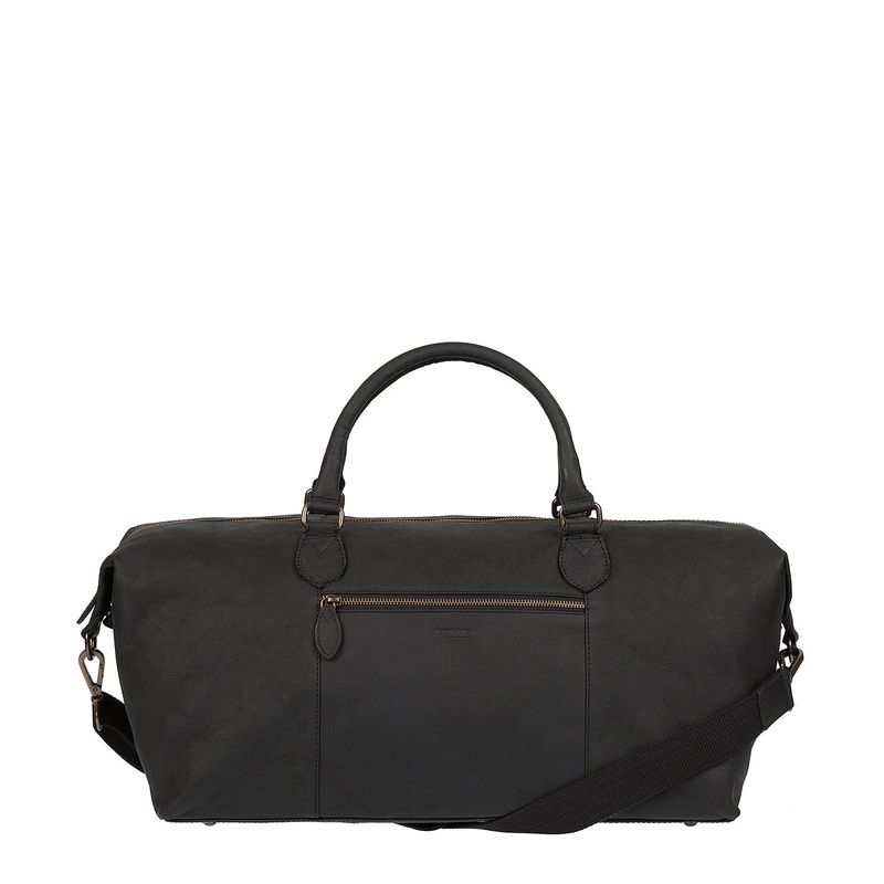 'Storey' Vintage Black Leather Holdall