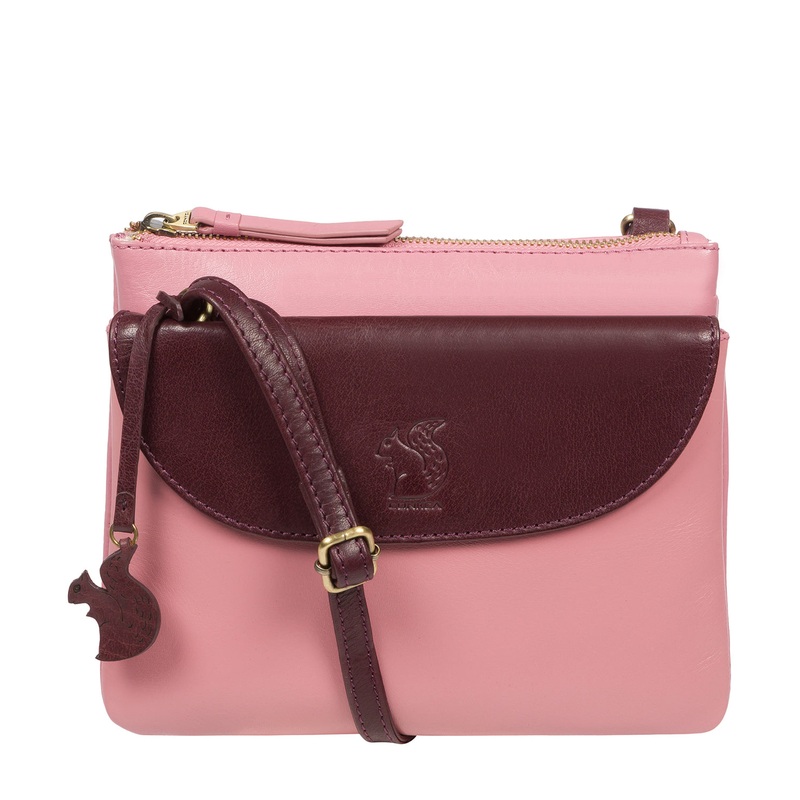 'Tillie' Blush & Plum Leather Cross Body Bag