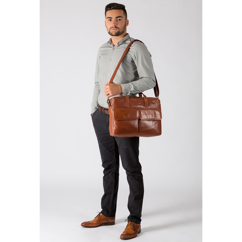 'Vasto' Italian-Inspired Chestnut Leather Work Bag