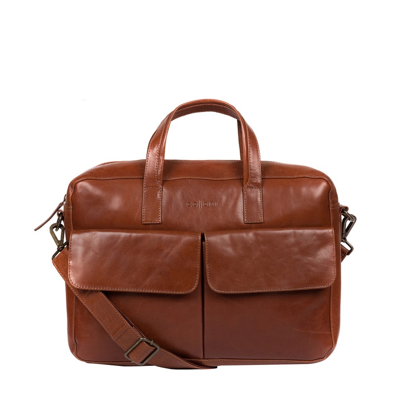 'Vasto' Italian-Inspired Umber Brown Leather Work Bag