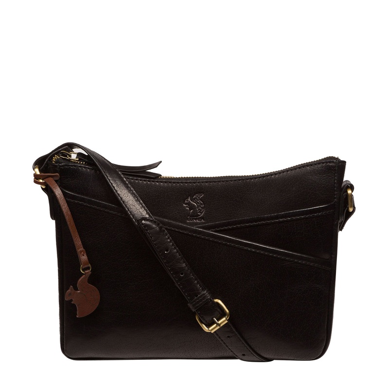 'Viola' Black Leather Cross Body Bag