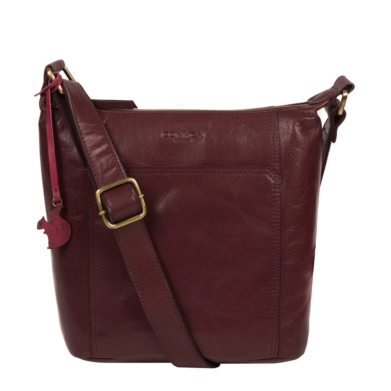 'Yasmin' Plum Leather Cross Body Bag