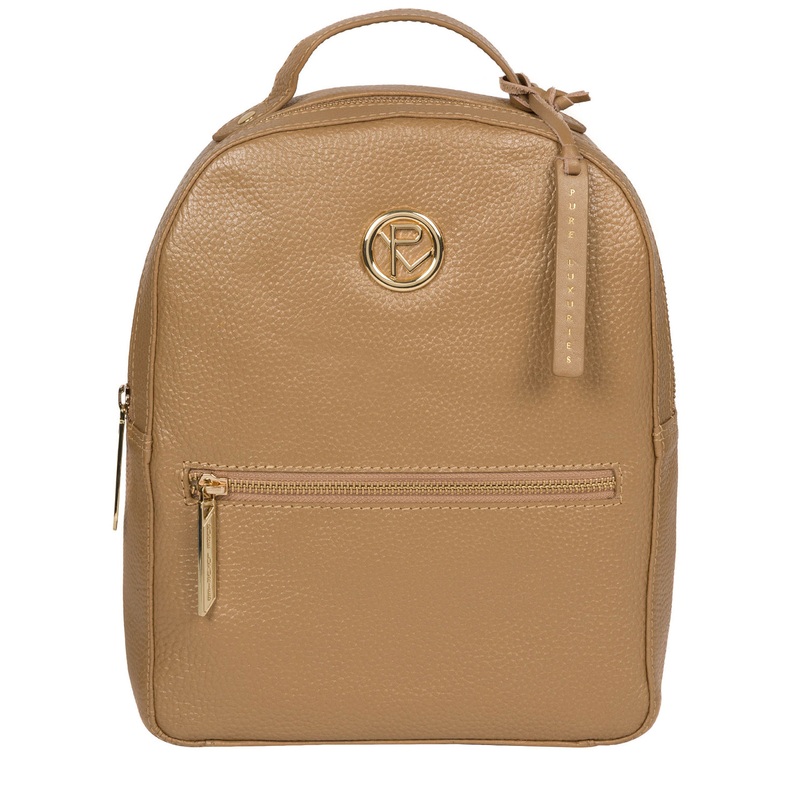 'Zuria' Metallic Champagne Leather Backpack
