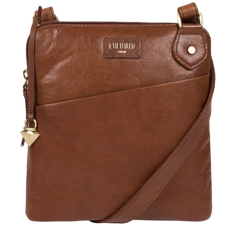 'Abberton' Conker Brown Leather Cross-Body Bag