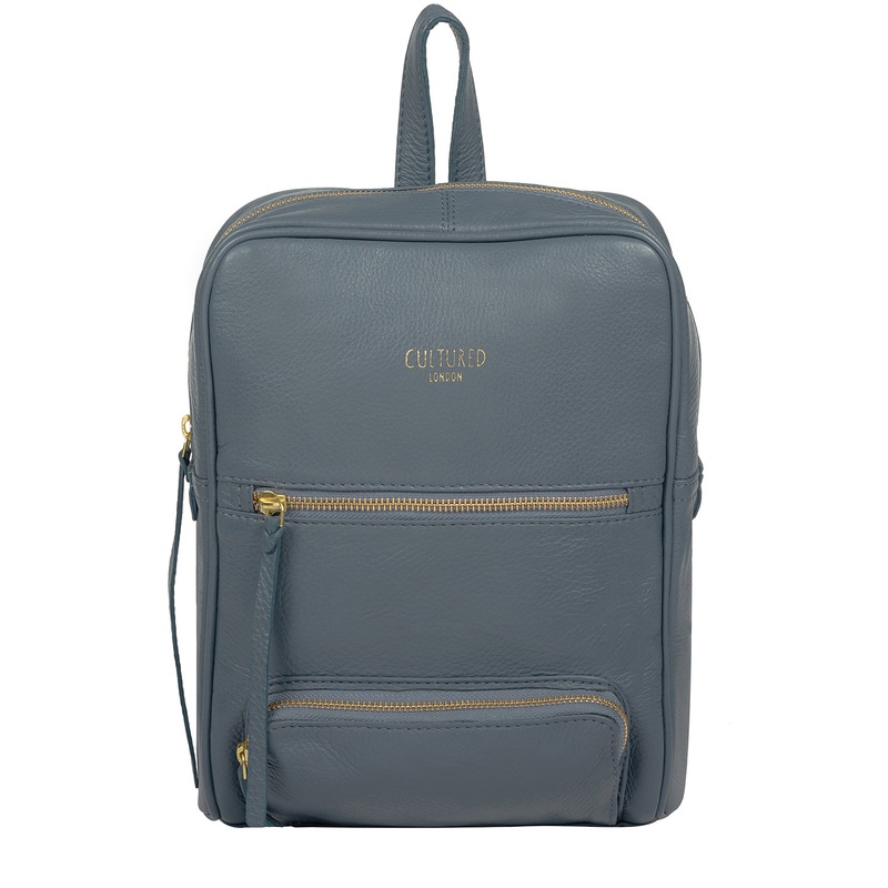 'Abbey' Moonlight Blue Leather Backpack