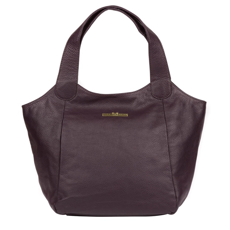'Alina' Plum Leather Tote Bag