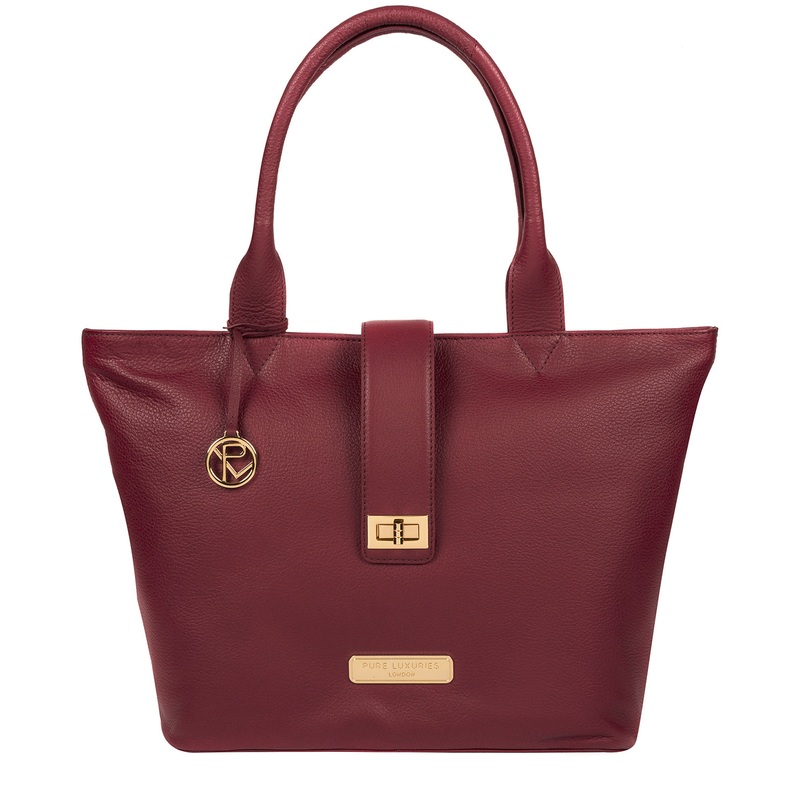 'Annabelle' Pomegranate Leather Tote Bag