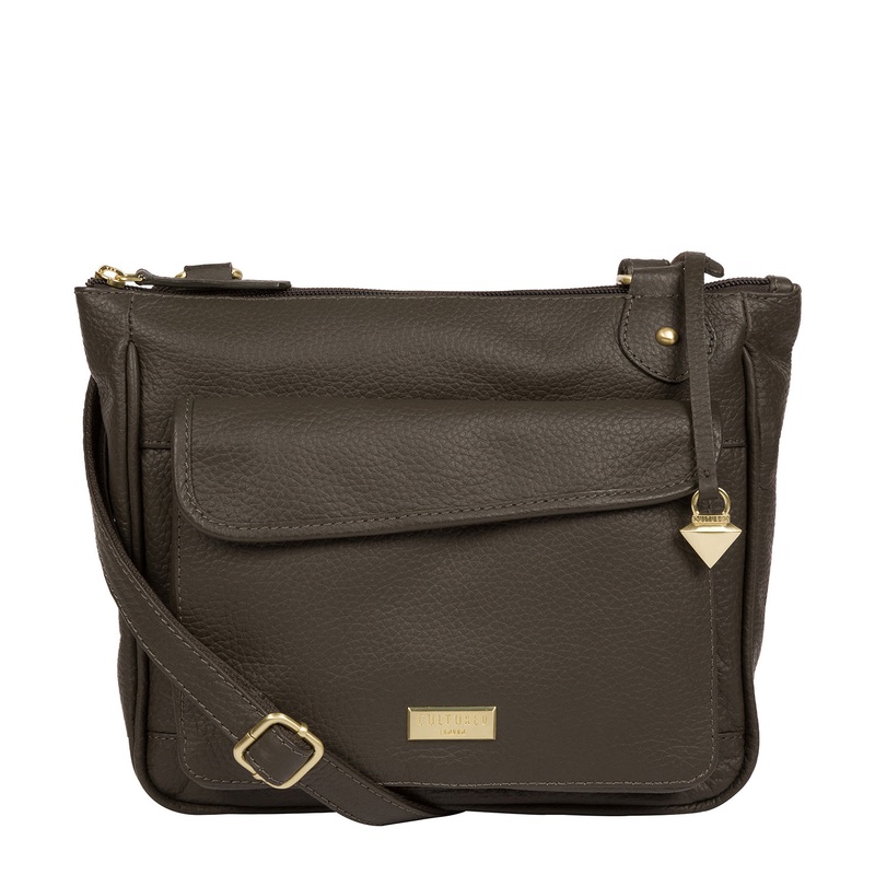 'Aria' Olive Leather Cross Body Bag