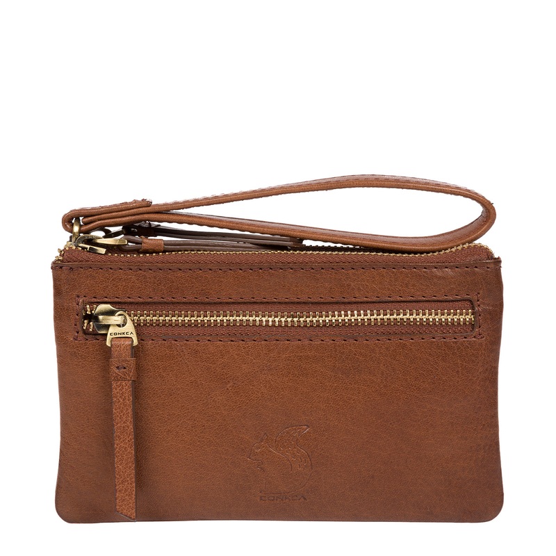 'Aswana' Conker Brown Leather Clutch Bag