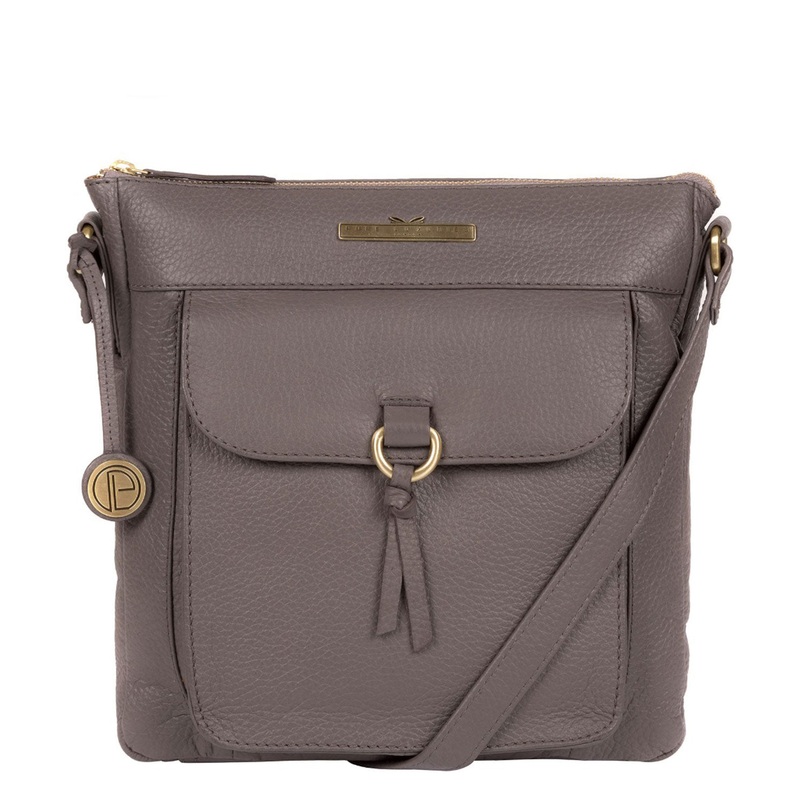 'Caroline' Grey Leather Cross Body Bag