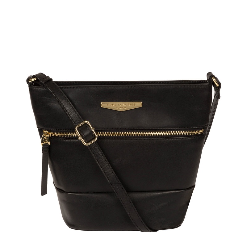 'Caterina' Black Vegetable-Tanned Leather Cross Body Bag
