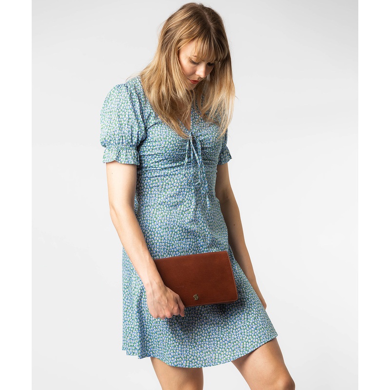 'Cherish' Conker Brown Leather Clutch Bag