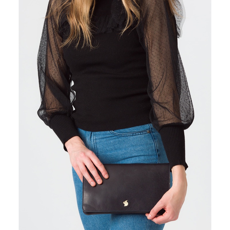 'Cherish' Navy Leather Clutch Bag
