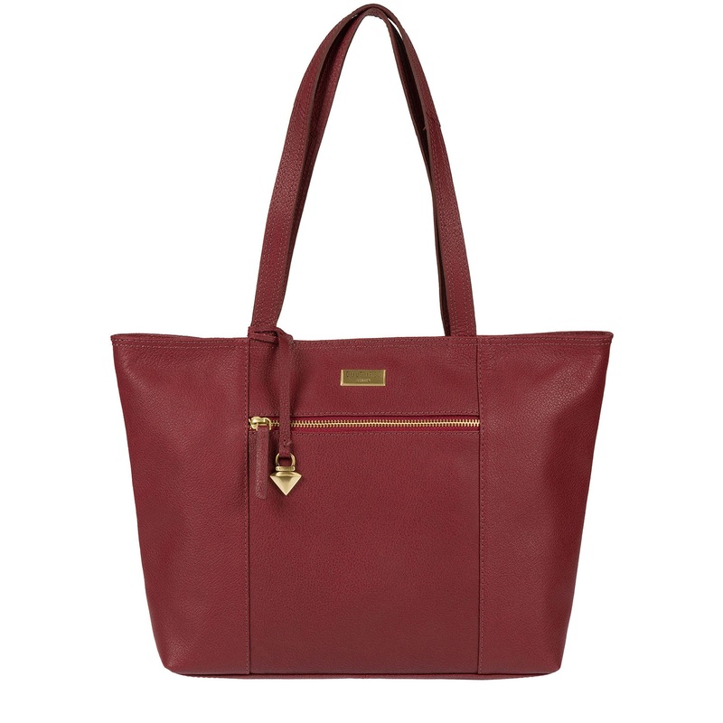 'Daphne' Ruby Red Leather Tote Bag
