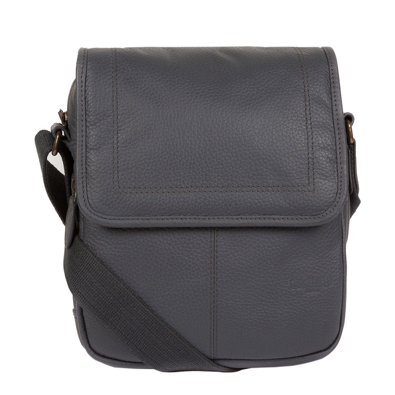 'Dash' Dark Grey Leather Messenger Bag
