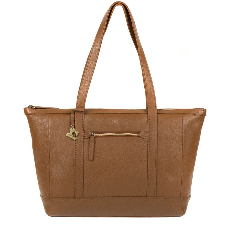 'Ellis' Dark Tan Leather Tote Bag
