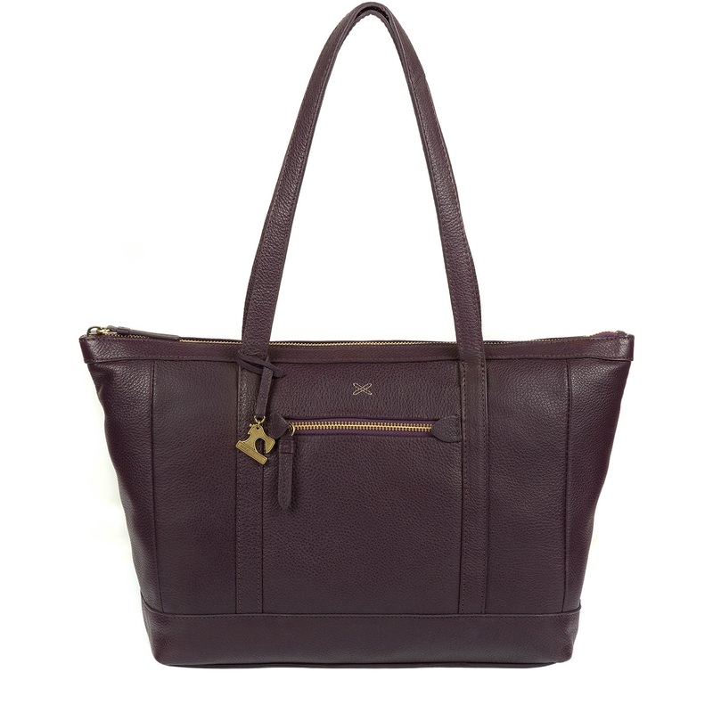 'Ellis' Plum Leather Tote Bag